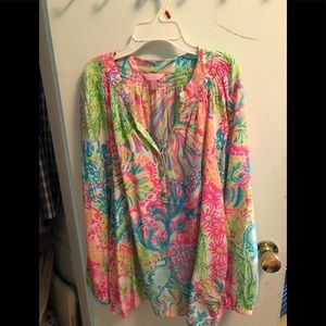 100% Silk Lilly Pulitzer Blouse, XL, worn once